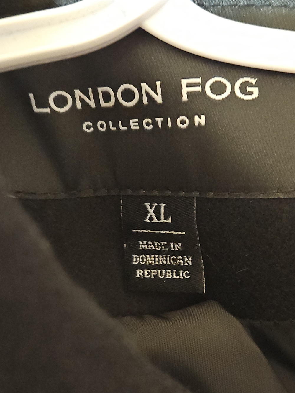 London Fog Black Double-Breasted Peacoat with Red and Gray Striped Scarf - Picture 8 of 9